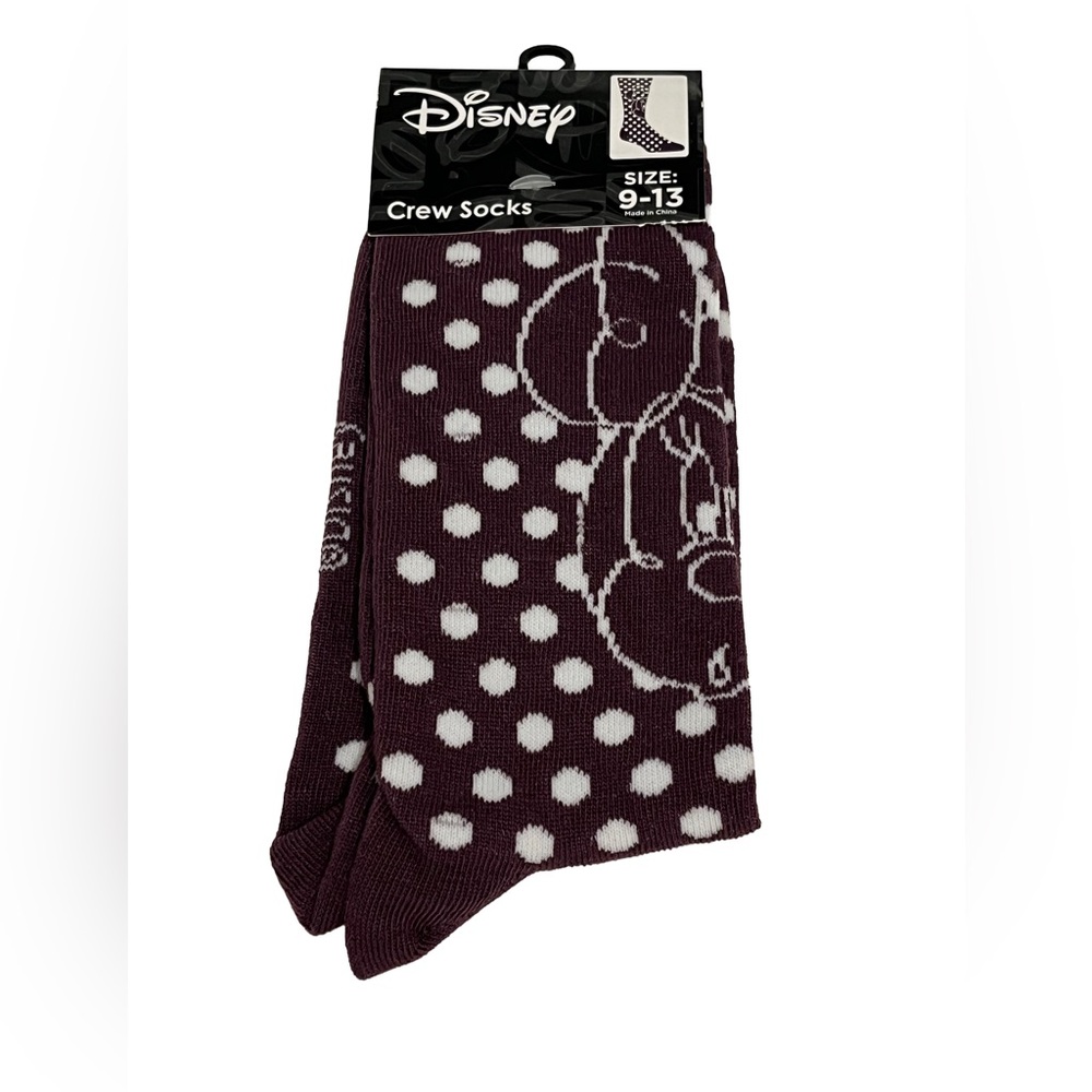 Disney Purple and White Polka Dot Crew Socks
